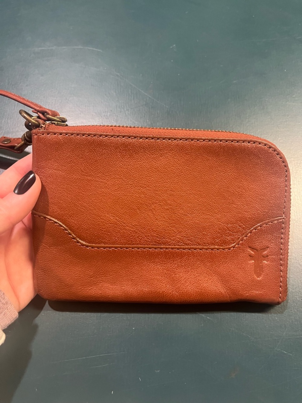 Frye Cognac Melissa Leather Wristlet - Picture 3 of 9